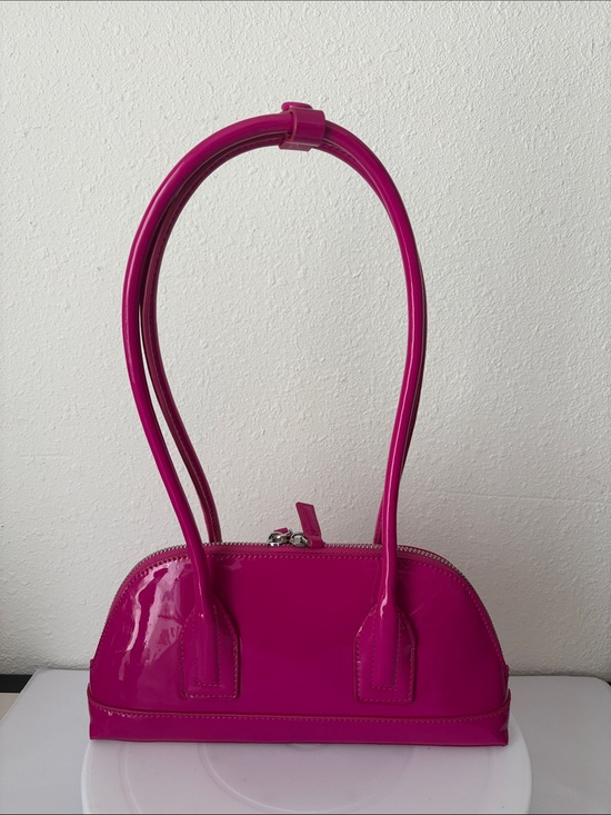 Zara Handbags - Zara Glossy Fuchsia Patent Shoulder Bag